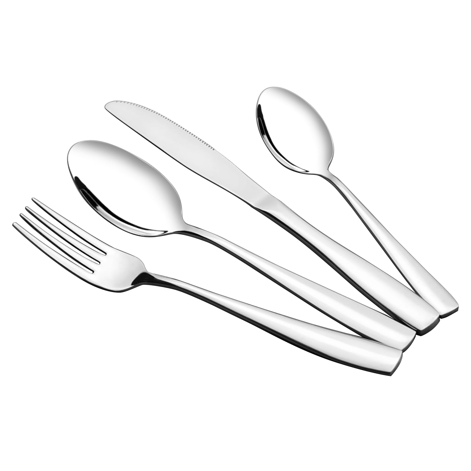 Mayish 48 Piece Stainless Steel Flatware Set, Dinner Knife, Fork, Spoon Set, Cutlery Set for 12 People