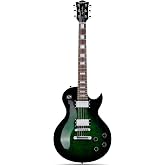 Leo Jaymz SC Series Electric Guitar &ndash; Mahogany Body, Laurel Fingerboard, Dual Humbuckers, Tune-O-Matic Bridge, C Neck, 18:1 Tuners (Black Green)