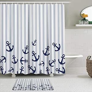 MTevocon Juegos de Cortinas de baño con alfombras Antideslizantes