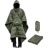 WildCall Hooded Camping Blanket with 3M Thinsulate Insulation Wearable Poncho Blanket Ultralight Foldable Quilt Sleeping Bag for Outdoor, Hiking, Stadium