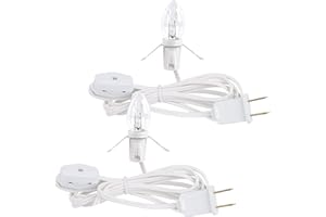 WATERGLIDE 2 Pack Accessory Cord with Clear Bulb, 6 FT UL Listed Replacement Lamp Cord with ON/Off Switch, Perfect for Christmas Village House, Craft Projects, Halloween Holiday Decoration