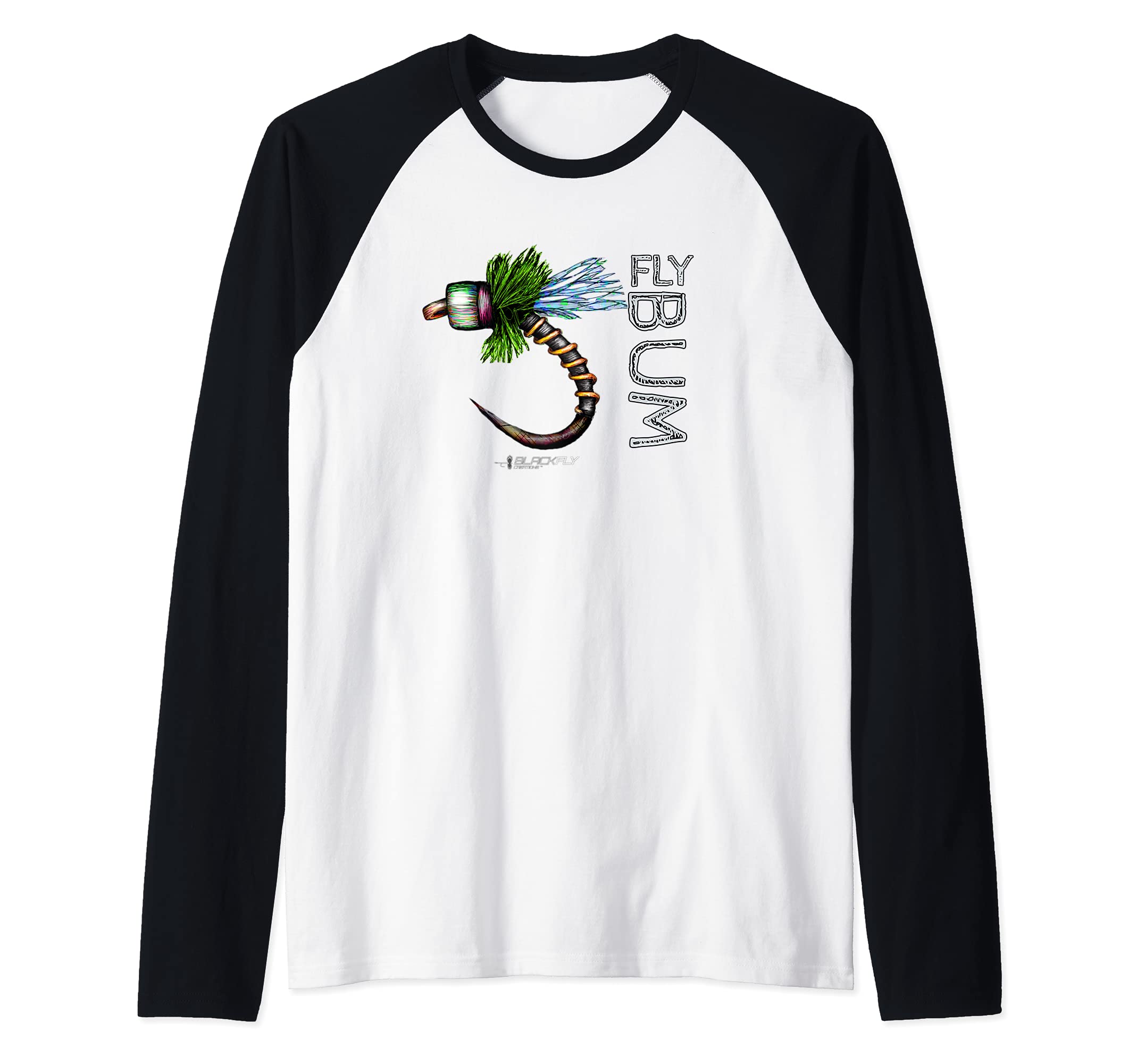 Fly Fishing Apparel Caddis Midge Flies by Black Fly Raglan Baseball Tee