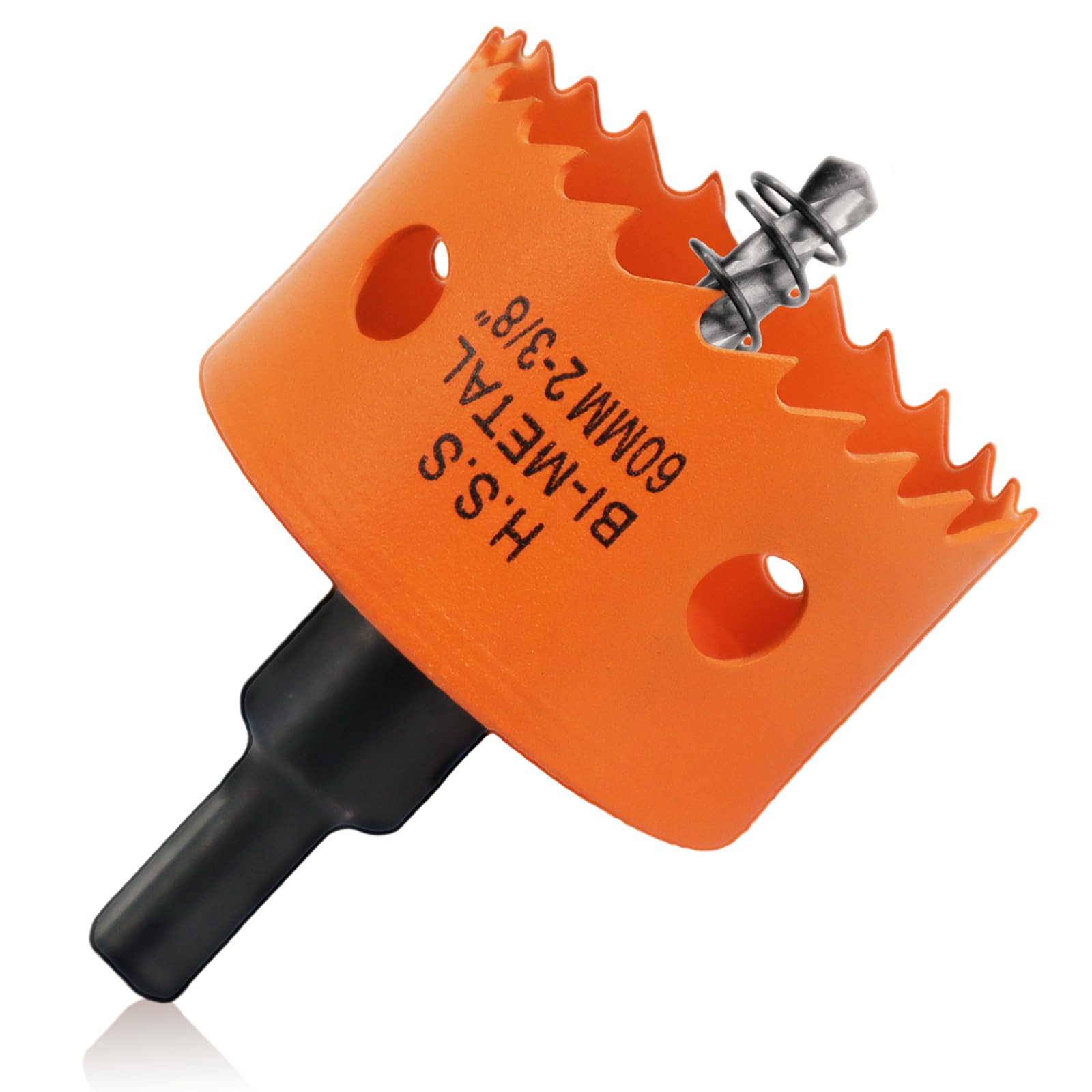 60mm Hole Saw, 2-3/8” HSS Bi-Metal Hole Cutter with Arbor, Cutting Depth 32 mm, Hole Saw Drill Bit for Cutting Wood, Plywood, Plastic, Drywall, Thin Metal Sheets