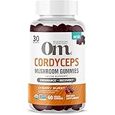 OM MUSHROOM SUPERFOOD Cordyceps Gummies – USA Grown Organic Mushrooms – Supports Endurance, Energy & Recovery – Cherry Burst Flavour – 30 Servings, 60 Count.