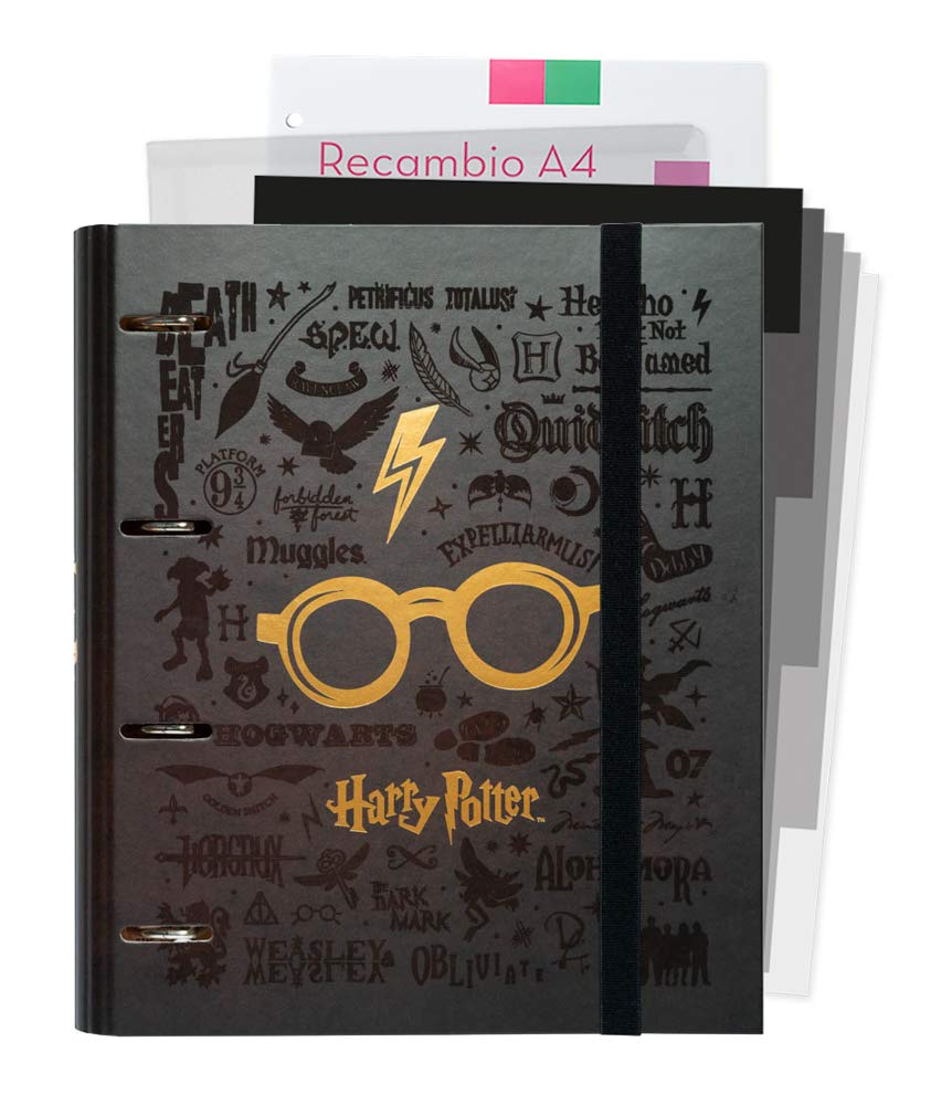 Grupo Erik Harry Potter 4 Ring Binder - Premium A4 Folder Ring Binder + 100 A4 Sheets + Dividers