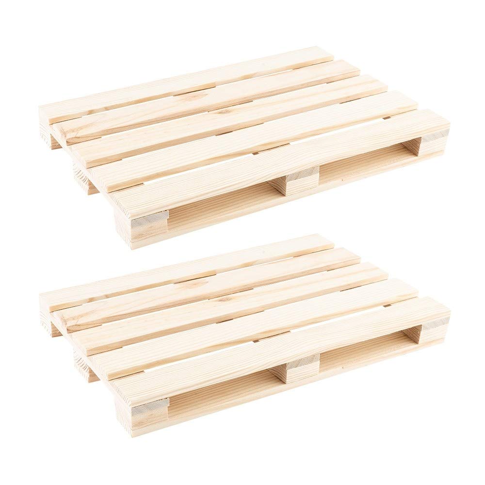 Ideen mit Herz Mini Pallets | Small Decorative Palettes Made of Wood | Ideal for Crafts, DIY or as a Coaster for Drinks (24 x 16 x 2.5 cm, Pack of 2)