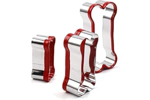 ENBRWAS : 3-Piece Dog Bone Cookie Cutter Set - 2.36”, 3.14”, 3.9” - PVC-Coated for Safety, Dog Treat Baking.