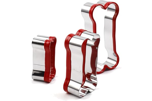 ENBRWAS : 3-Piece Dog Bone Cookie Cutter Set - 2.36”, 3.14”, 3.9” - PVC-Coated for Safety, Dog Treat Baking.