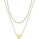 Gebafo Cute Dainty Love Pendant Necklaces for Women, 18K Gold/Silver Plated Cubic Zirconia Heart Necklace, Delicate Layered Necklace Diamond Heart Necklaces Fashion Gifts for Women/Girlfriend Jewelry
