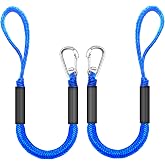 Bungee Dock Lines for Boats 2FT, Boat Tie Downs for Dock, 2-Pack, Blue | Single Hook &middot; Elastic Dock Ties &middot; 316 Stainless Clip &middot; Shock-Absorbing &middot; Small Boat, Jet Ski &amp; Kayak &middot; UV/Saltwater Resistant
