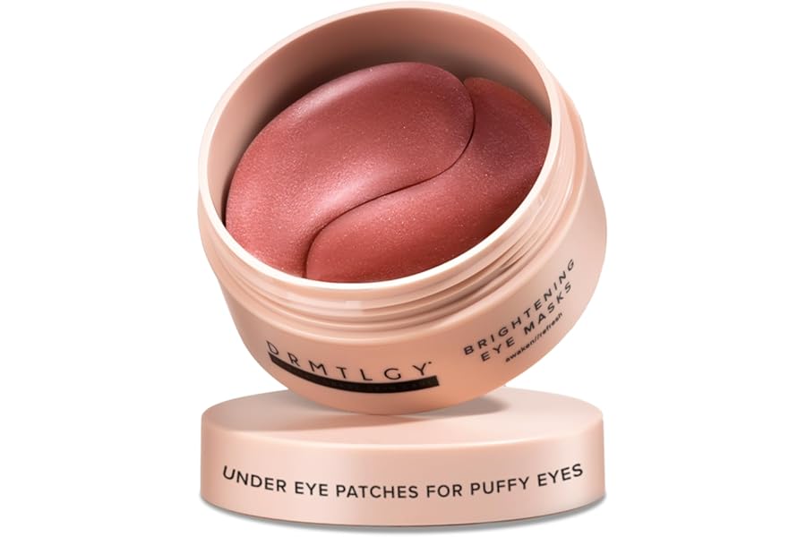 DRMTLGY Brightening Eye Masks (30 Pairs) – Caffeine Eye Masks for Dark Circles and Puffiness with Hyaluronic Acid, Eye Patches for Puffy Eyes