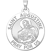 PicturesOnGold.com Saint Augustine of Hippo Religious Medal - 2/3 Inch Size of Dime, Sterling Silver