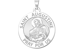 PicturesOnGold.com Saint Augustine of Hippo Religious Medal - 2/3 Inch Size of Dime, Sterling Silver
