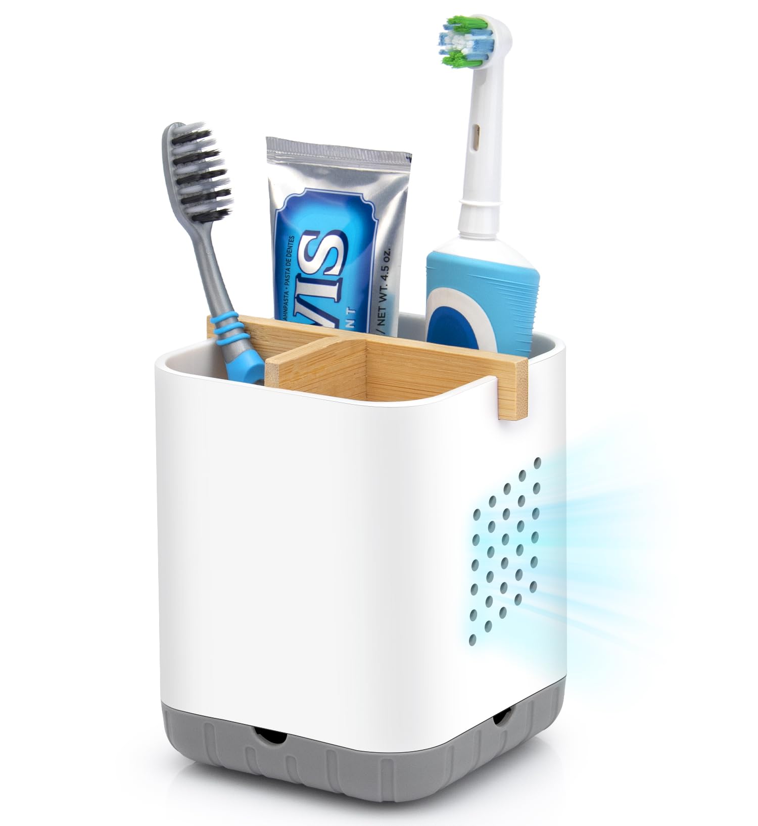 BYUNER Toothbrush Holder Set Electric Toothbrush Holders for Bathroom, Tooth brush Holder Caddy Bathroom Toothbrush Holder, 3 Slots Bathroom Organiser Countertop Storage Kids Toothbrush Stand (White)