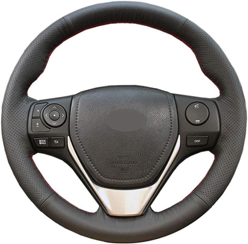 Qwjdsb Black Leather Steering Wheel Cover, for Toyota RAV4