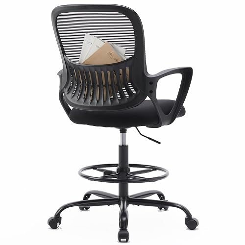 Sweetcrispy Drafting Chair Ergonomic Tall Computer Office Rolling Stool ...