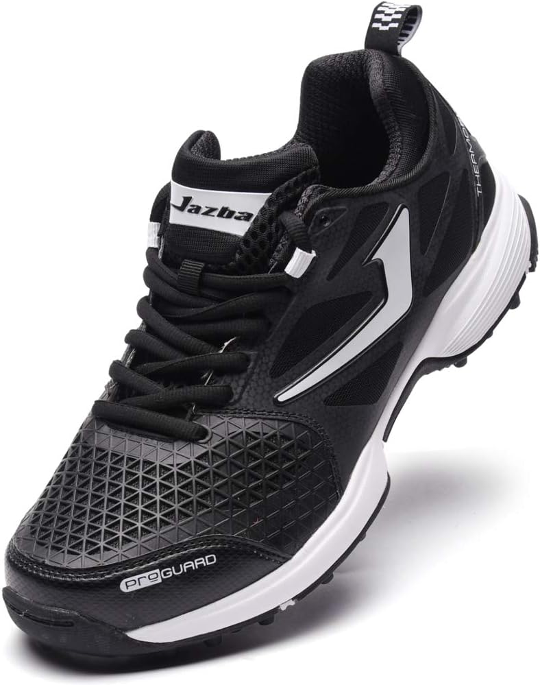 Jazba SKYDRIVE 110 Cricket Shoes for Men I Durable Traction Rubber Stud I Light Weight and Responsive I Baseball Cleats for Training and Outdoor Team Sports Black