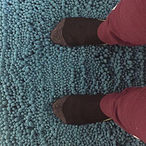 Raphael Rozen Elegant Bath Set of 2 Microfiber Shag Bath Mat, Non slip Backing, Ultra Soft, Extremely absorbent and Fast Drying. Durable, Easy Cleaning, Machine Washable. 5 Turquoise 21"x34"