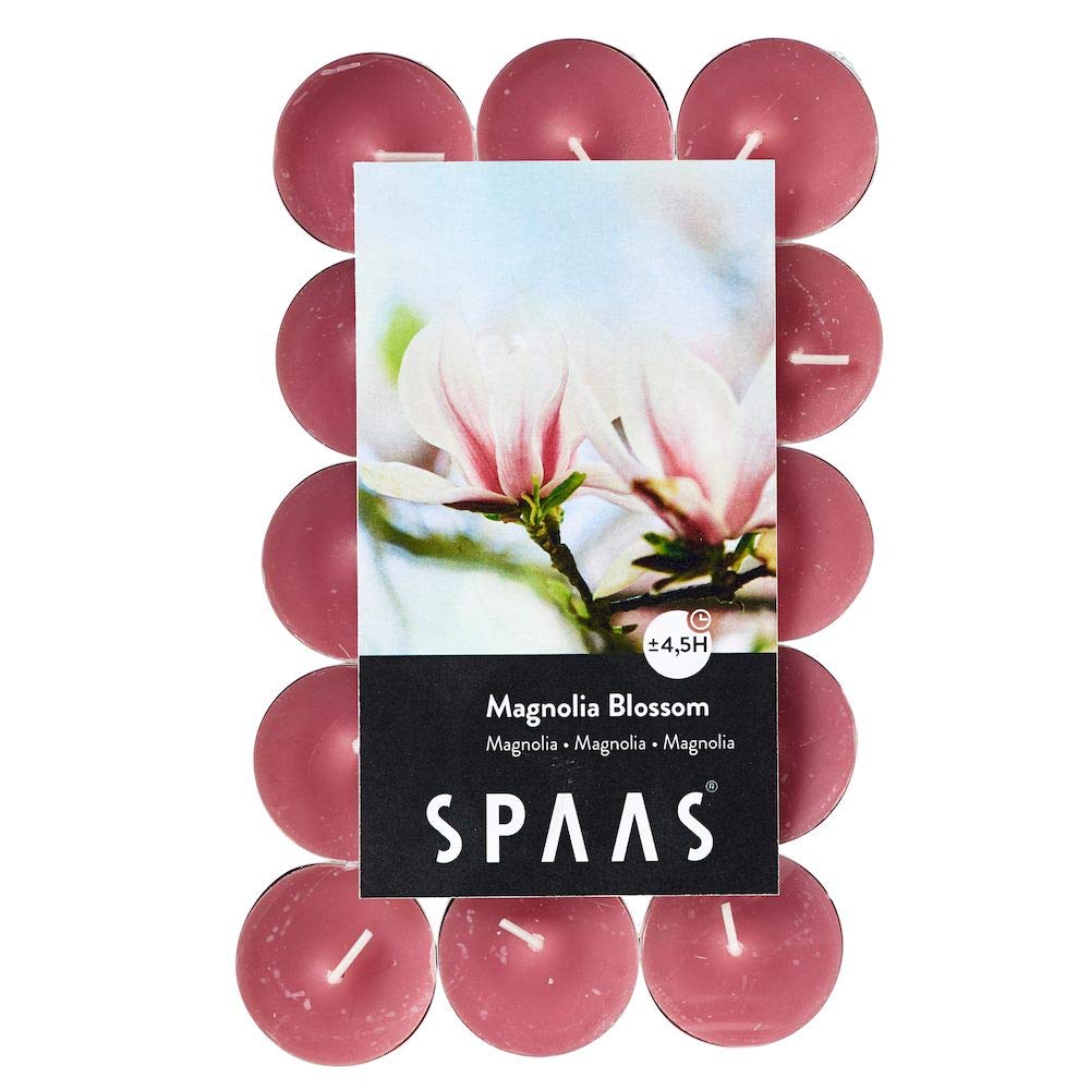 Spaas 30 Scented Tealights in Flatpack, ± 4.5 Hours, Magnolia Blossom