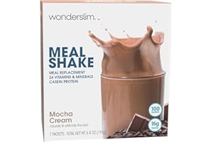 WonderSlim Meal Replacement Shake, Mocha Cream, 15g Protein, 24 Vitamins & Minerals, Gluten Free (7ct)