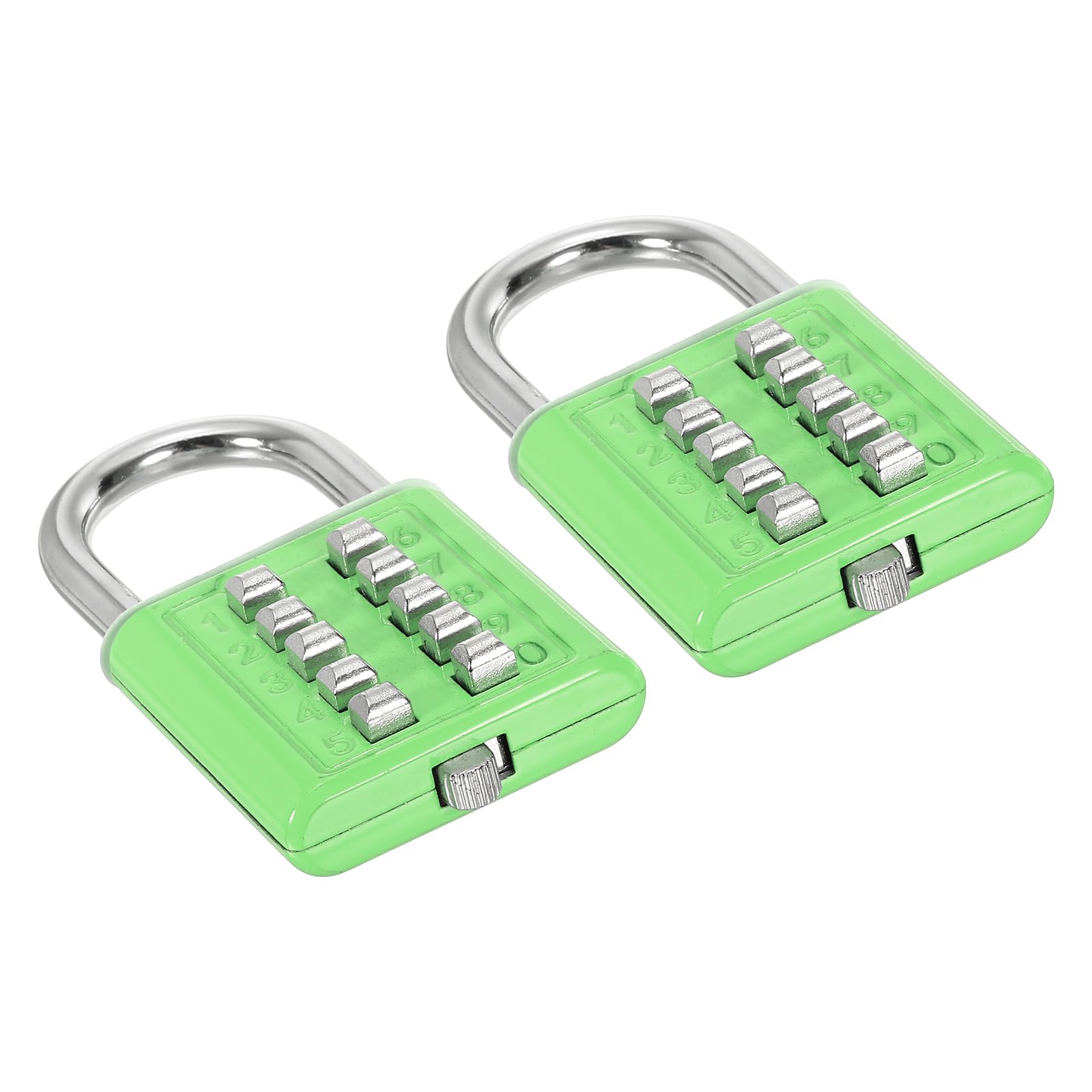 PATIKIL 10 Digit Button Combination Padlock, 2 Pack 5 Position Locking Mechanism Push Button Security Digital Lock for Gym Sports Locker Cabinet Toolbox, Green