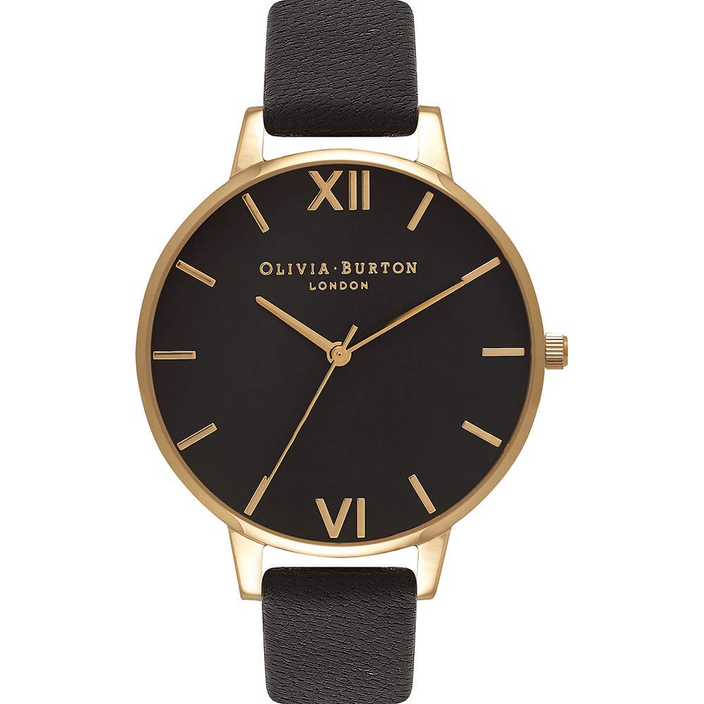 Olivia Burton Analogue Quartz Watch for Women Black DIAL Collection with Black Leather Strap - OB15BD55