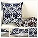 Slow Cow Embroidery Throw Pillow Cover Geometric Rose Navy Decorative Cushion Cover for Sofa 18x18 Inches