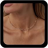 Ximdble Vintage Seed Bead Choker Necklace Brown Rice Bead Necklace Colorful Chain Brown Rainbow Chain Short Strand Choker necklace Jewelry for Women