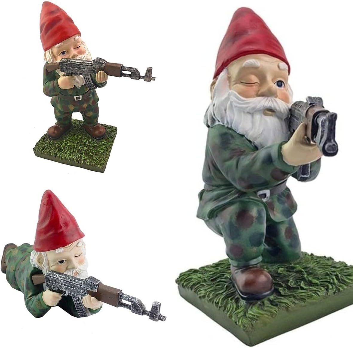 Garden Gnomes Statue - Military Garden Gnomes, Funny Army Gnomes,Gnomes Garden Decorations, Indoor Outdoor Lawn Yard Ornaments (3 pcs), 15x8x5.5cm/12x11x5.5cm/15x5.5x6cm
