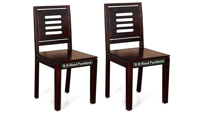 BM WOOD FURNITURE Sheesam Wood Dining Chair | Wooden Chairs | Set of 2 | Mahogany Finish