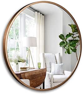 WFH Espejos montados en la pared redondos con marco de metal Baño