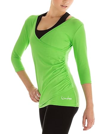 Winshape Damen 3/4-arm Shirt in Wickeloptik Fitness Yoga Pilates Freizeit