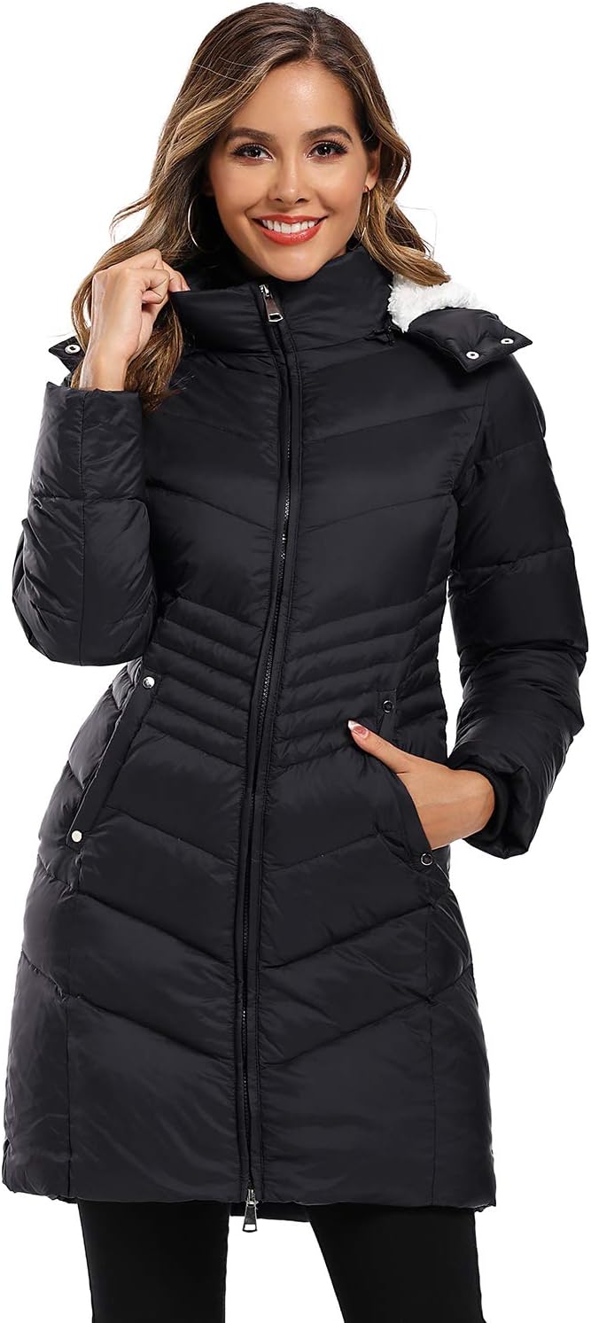 Women's Thickened Hooded Winter Down Jacket Outwear Puffer Down Coats with Pockets