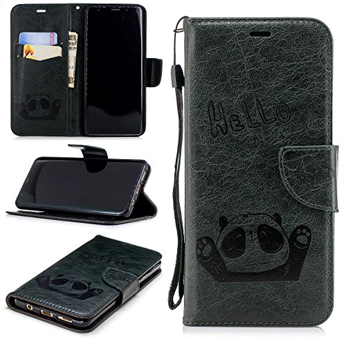Galaxy S9 Plus Case, ZERMU Premium PU Leather Bear Pattern [Wrist Strap] [Kickstand Feature] Flip Folio Leather Wallet Case with ID and Credit Card Pockets for Samsung Galaxy S9 Plus 2018 Model