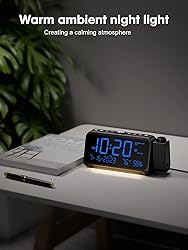 ROCAM Projection Alarm Clock for Bedroom, Digital