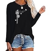 BAOKUAN Womens T Shirt Flower Graphic Tee Tops Autumn Long Sleeve Cotton Tunic Tops