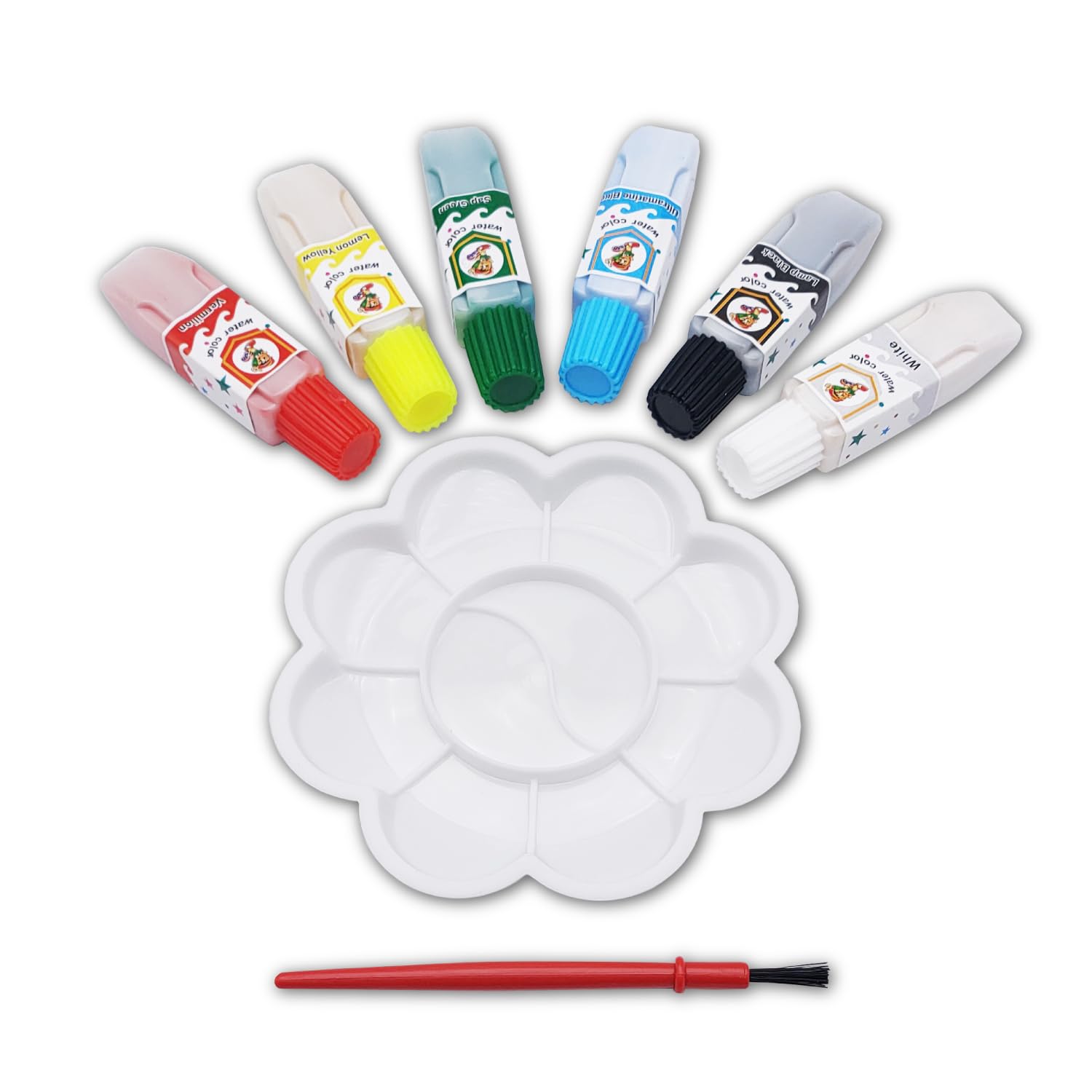 Leddy Living Children's First Tempera Painting Kit with Tubes of Paints, Mini Palette and Small Brush, Non-Toxic, Super Washable