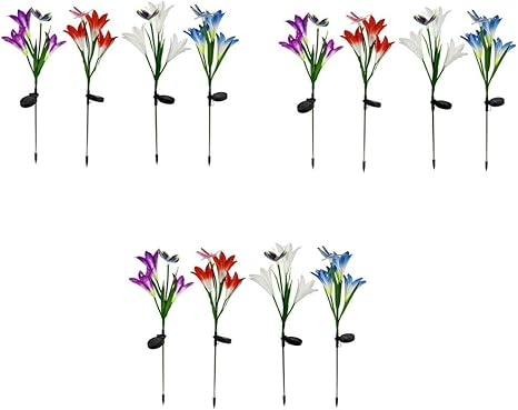 Amazon Co Jp Ledソーラーユリの花の屋外ヴィラガーデン芝生ランプ三頭リリーバタフライランプ ホーム キッチン