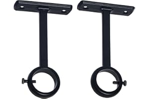 KXLife Ceiling Mounted Curtain Rod Brackets, Heavy Duty Ceiling Bracket for 1 Inch Curtain Rod Holder(Set of 2, Black)