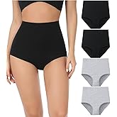 wirarpa Women's Underwear Cotton Super High Waisted Briefs Stretch Full Coverage Panties 4 Pack
