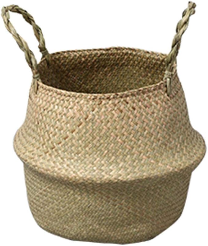 yibuf Canasta De Almacenamiento De Hierba Marina Tejida Tapa De Maceta