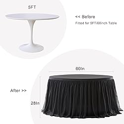60 Inch Black Round Tulle Tablecloth with Skirt