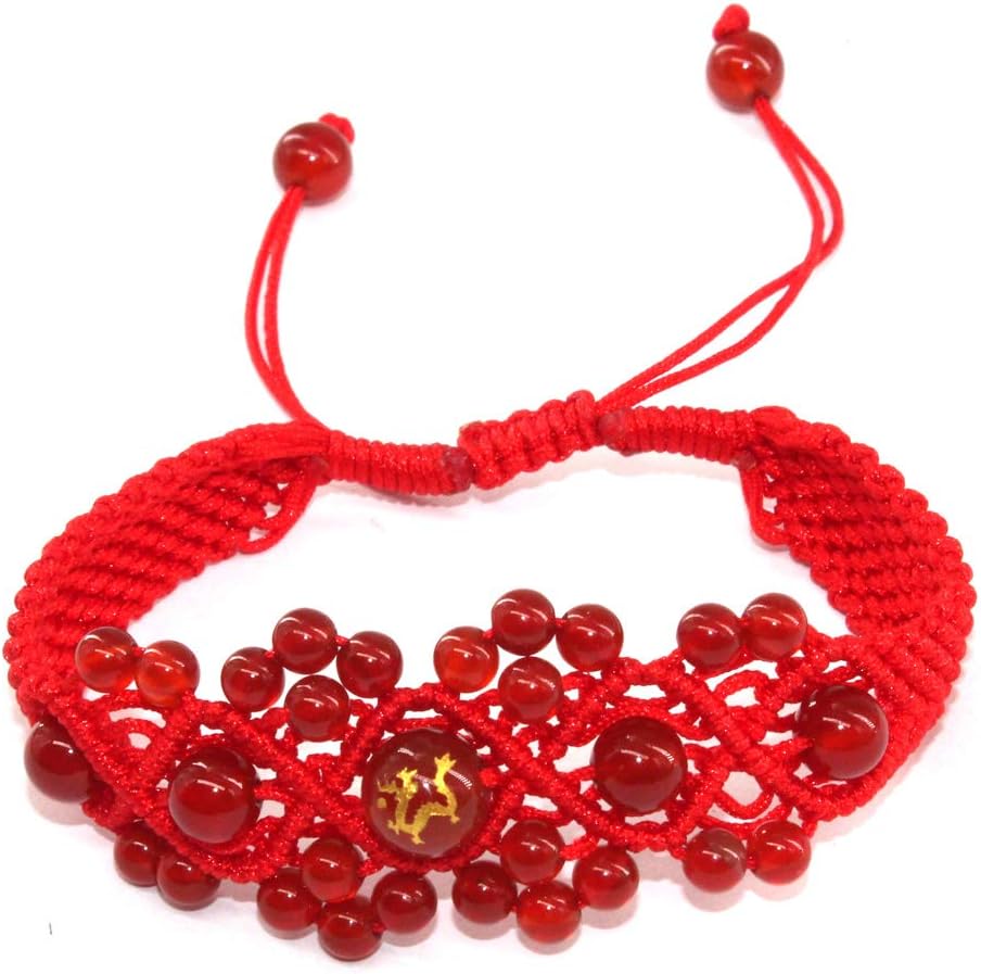 Original Chinese Ancient Style Red String Agate Bracelet ,Handmade Chinese zodiac charm bracelet Dragon FP5001211