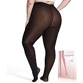UISLII Plus Size Fleece Lined Tights Women,Warm Pantyhose Leggings Women,Fake Translucent Thermal Skin Colored Tights Winter.