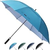 Prospo 62 Inch Extra Large Golf Umbrella Double Canopy Automatic Open Sun Rain Stick Umbrellas Windproof Waterproof Oversized (Sky Blue)