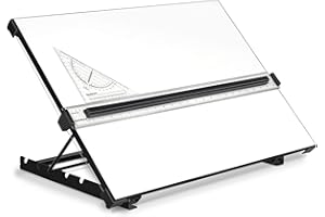 Liquidraw A2 Drafting Board Architectural Parallel Motion Bar, Table Top 5 Adjustable Working Angles, with Drawing Board Clips & Set Square for Drafting, Artists, Architects, Students & Professionals