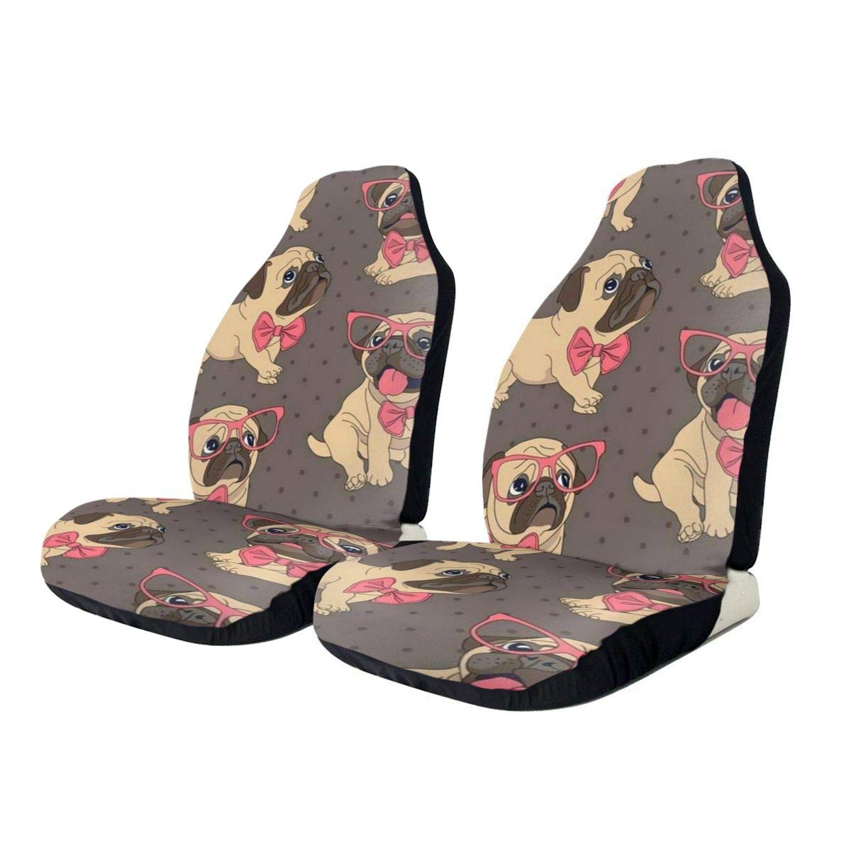 CHILL·TEK Car Seat Covers, Cute Pug with Pink Bow Tie Car