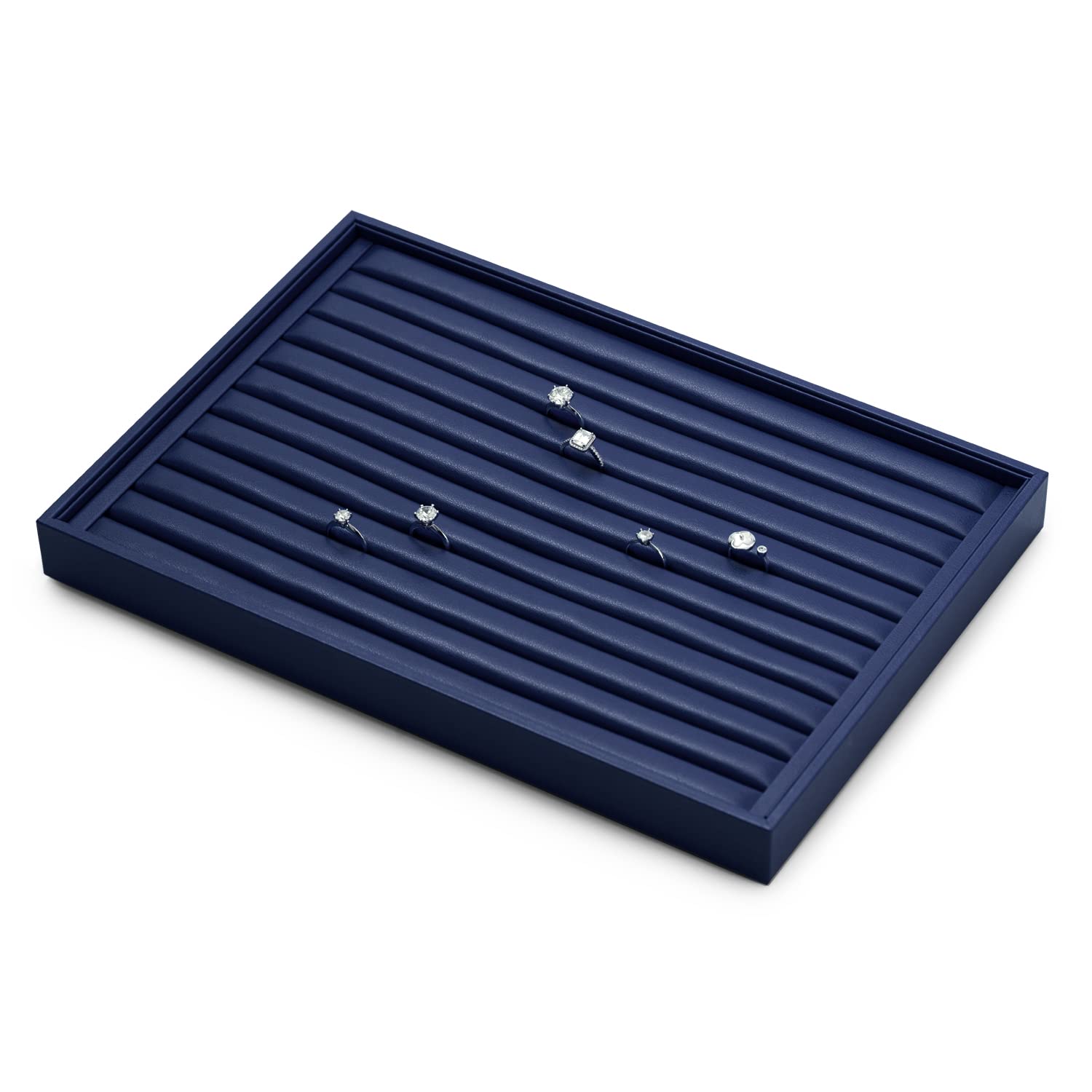 Oirlv PU Leather Jewellery Tray Stackable Ring Tray Jewellery Organiser Tray Jewellery Storage Tray for Stud Earrings Ring Display and Storage