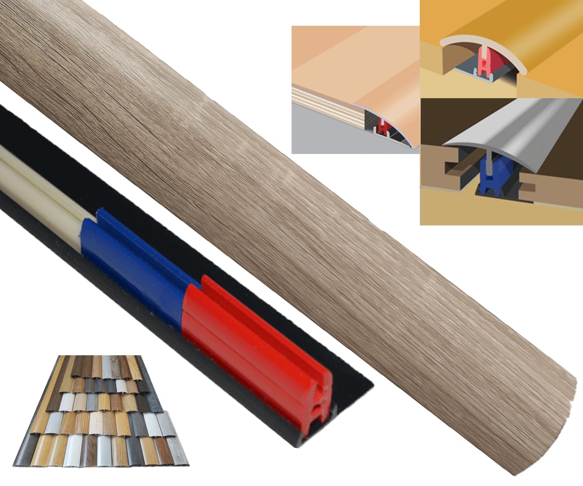 Belcanto Smoked Pine Multi Purpose Threshold Strip 38mm x 90cm Adhesive Clip System