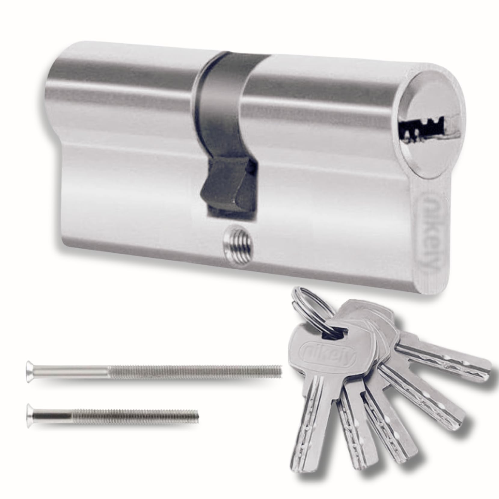 Lock Cylinder 45/45mm with 5 Single Keys, Profile Cylinder Set with Two Screws, Easily Mountable Door Lock Garage Door Lock Length 90mm